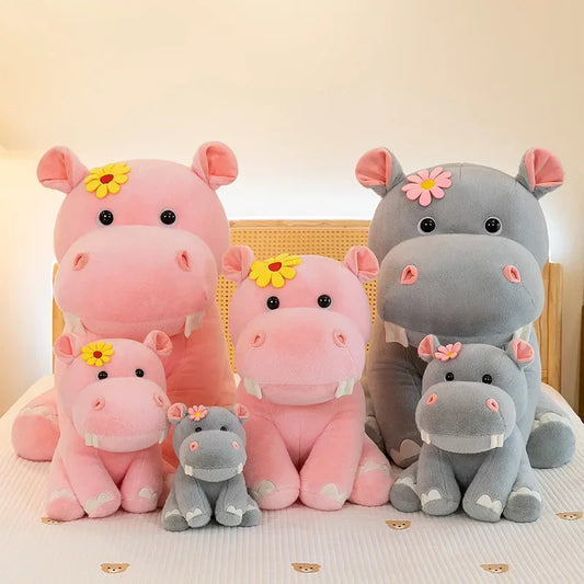 New 55cm Large Size Hippo Plush Toy Fluffty Kawaii Plushie Doll Simulation Hippo Doll Anime Cute Stuffed Animals Soft Plush Gift