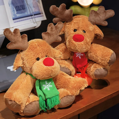 30CM Christmas Reindeer Scarf Plush Stuffed Doll Toy Home Sofa Decoration Gifts For Children New Year Decor Christmas Festive