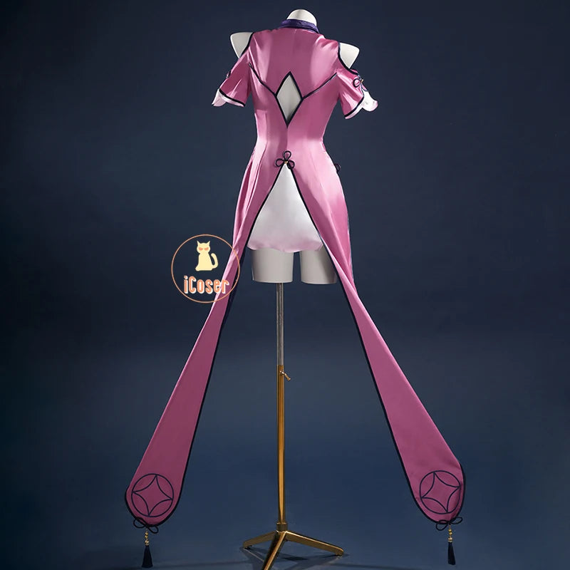 Anime Date A Live Mukuro Hoshimiya Cosplay Costume Dress Spirit Form Outfit Lilac White Astral Qipao Halloween for Women Girls