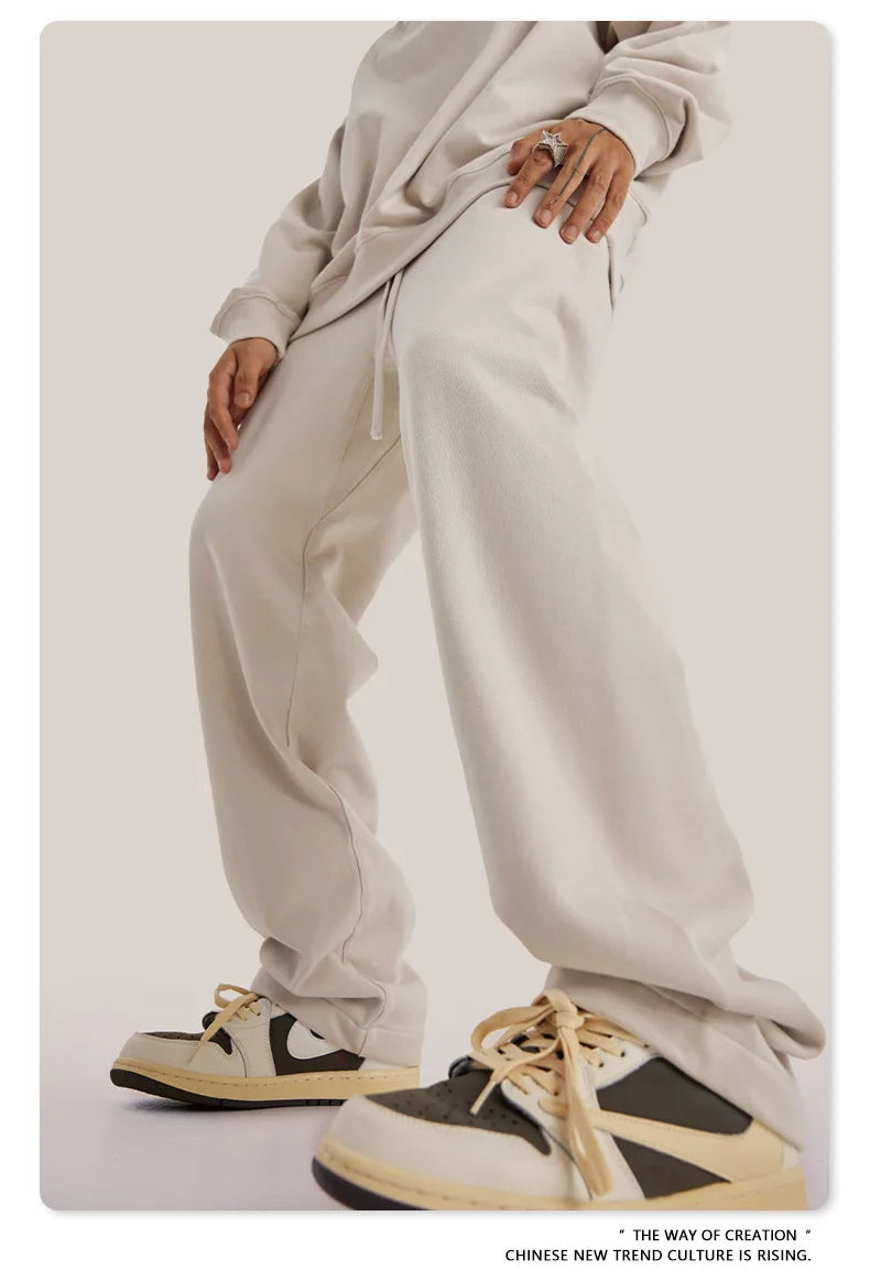 ZODF New 2025 Autumn Men's 445GSM Sweatpants Unisex High Street Soft Knitted Straight Pants Brand Streetwears Tracksuits HY0382