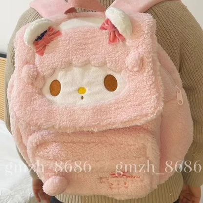 Sanrio Cartoon Backpack For Girl Women My Melody Sweet Piano Lovely Schoolbag Japanese Style Casual Large Capacity Plush Bag