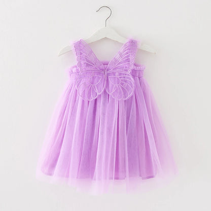Baby Girl Dress Newborn 3 to 6 9 12 18 Months Wedding Party Kids Tulle Dress Suspender Dress Butterfly Wing Dress Summer Clothes