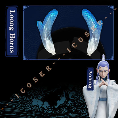 Anime Movies Nezha Aobing Cosplay Loong Horns Headwear Props Ao Bing Ne Zha 2 Halloween Party for Women Men Accessory Carnival