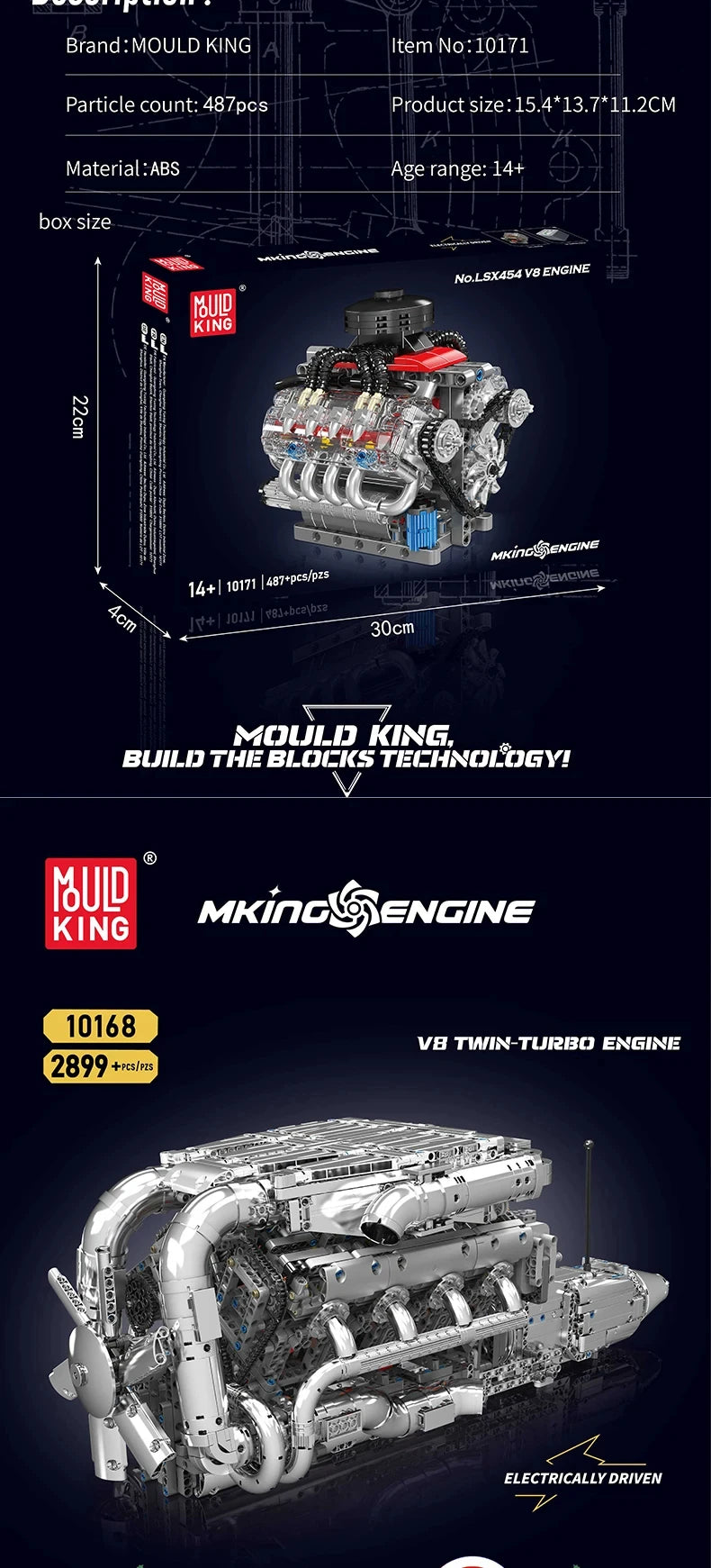 MOC Technik Electrically Driven No.V8 Engine Model Car Building Blocks Set Creative Educational Toy christmas Gifts for Boy Kids