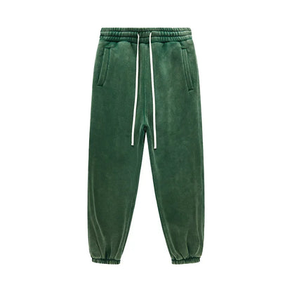 ZODF Vintage Men 360gsm Thick Fleece Sweatpants Women Unisex Loose Washed Distressed Warm Joggers Pants For Winter HY0749