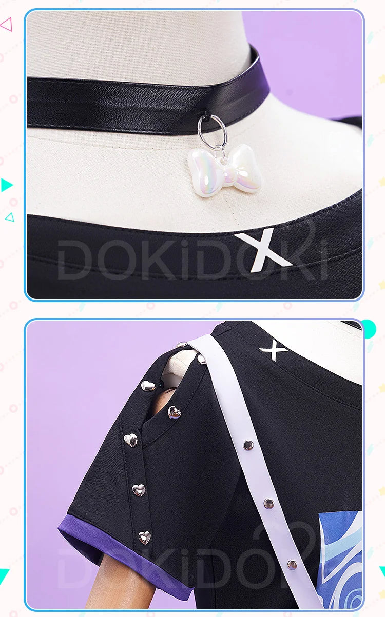 Yoisakii Kanadee Cosplay Costume Game DokiDoki-R Cosplay Women Cute Dress Cosplay Kanadee Bag Earphones Halloween Wig