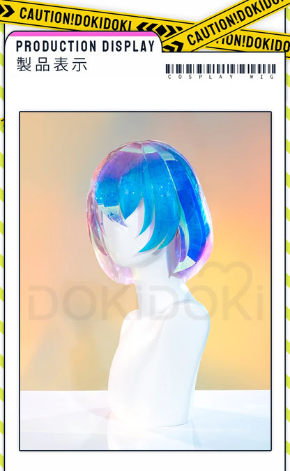 IN STOCK Diamond Wig Anime Land of the Lustrous DokiDoki Women 32cm Short Rainbow Gradient Heat Resistant Hair Free Wig Cap