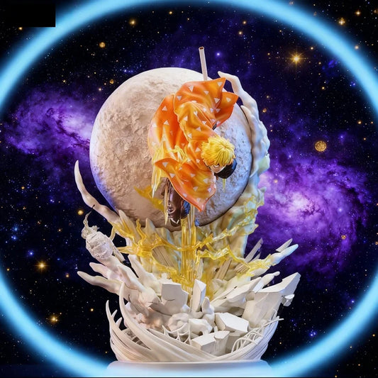 51cm Anime Figure Demon Slayer Agatsuma Zenitsu Model Doll Kimetsu No Yaiba Gk Action Figure Luminous Room Decor Adult Toy Gift