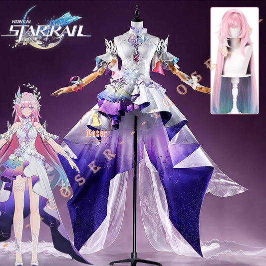 Honkai Star Rail Cyrene Cosplay Costume Wig Dress New Skin Uniform Metal Accessory Elysia Amphoreus Halloween Party Women Girls