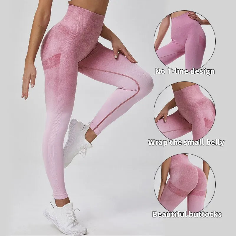 The Codex Gradient Color Energy Leggings for Women – Workout Jogging Running Yoga Gym Tights Stretch Sportswear
