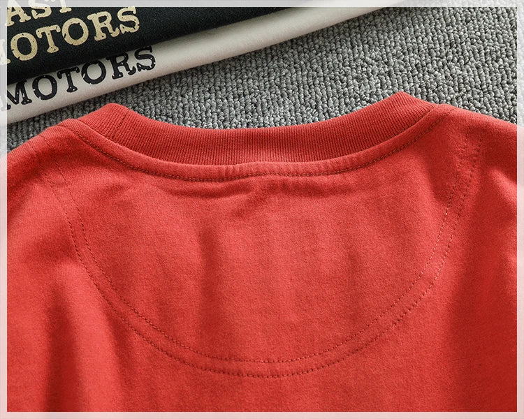 Autumn New American Retro Long-sleeved O-neck Letter Printed T-shirt Men's Fashion Simple 100% Cotton Washed Casual Sport Tops
