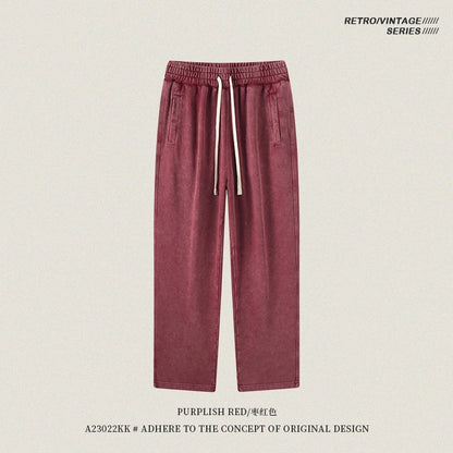 ZODF Retro Autumn Winter 420gsm Batik Washed 100% Cotton Loose Straight Pants for Men Unisex Streetwear HY0937