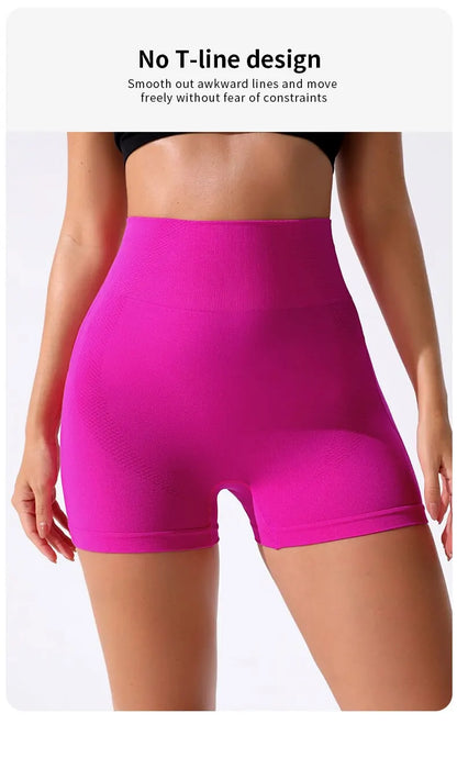 Women Seamless Yoga Shorts Tummy Control Push Up Quick Dry Fitness Gym Cycling Sportwear