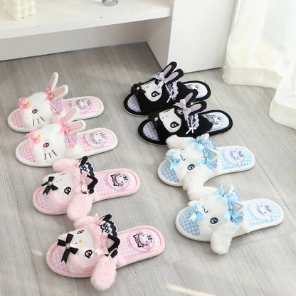 Lovely Kuromi My Melody Slippers Kawaii Anime Lolita Indoor Shoes Girl Women Hello Kitty Cinnamoroll Spring Summer Autumn