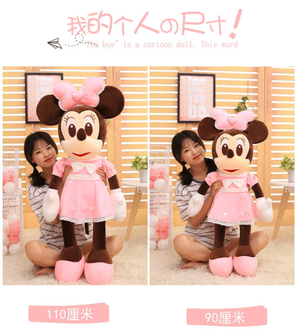 Disney 110cm Kawaii Mickey & Minnie Plush Pillow Set - Wedding Dress Stuffed Animals Soft Hugging Toy for Girls Gift Room Decor