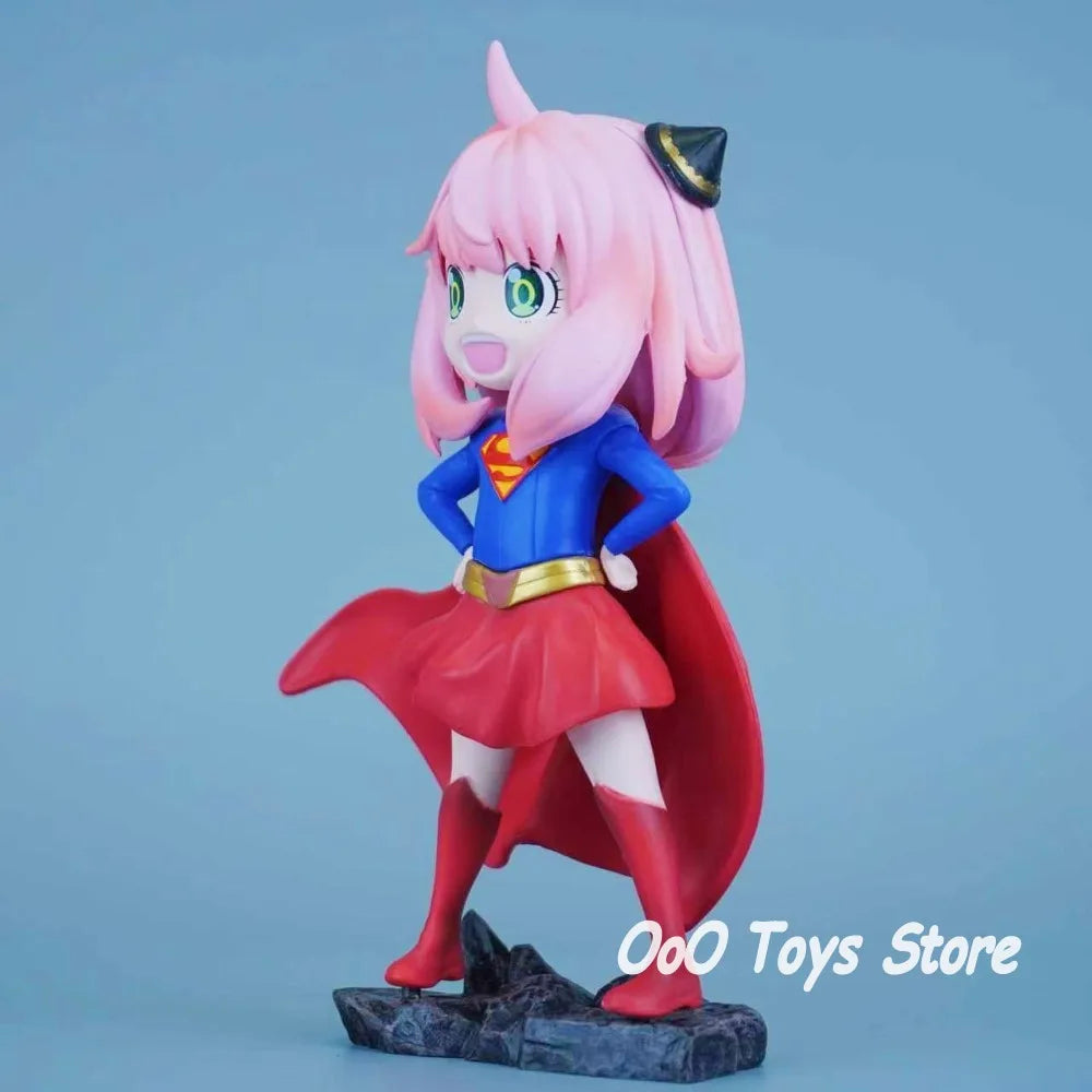 17.5cm Anime SPY FAMILY Anya Forger Cosplay Superman PVC Action Figure Statue Model Toy Gift