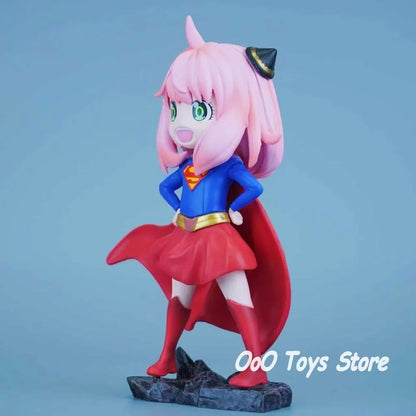 17.5cm Anime SPY FAMILY Anya Forger Cosplay Superman PVC Action Figure Statue Model Toy Gift