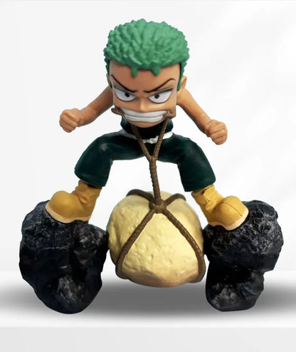 9.5cm One Piece Roronoa Zoro Childhood Training Scene PVC Sculpture Desktop Model Statue