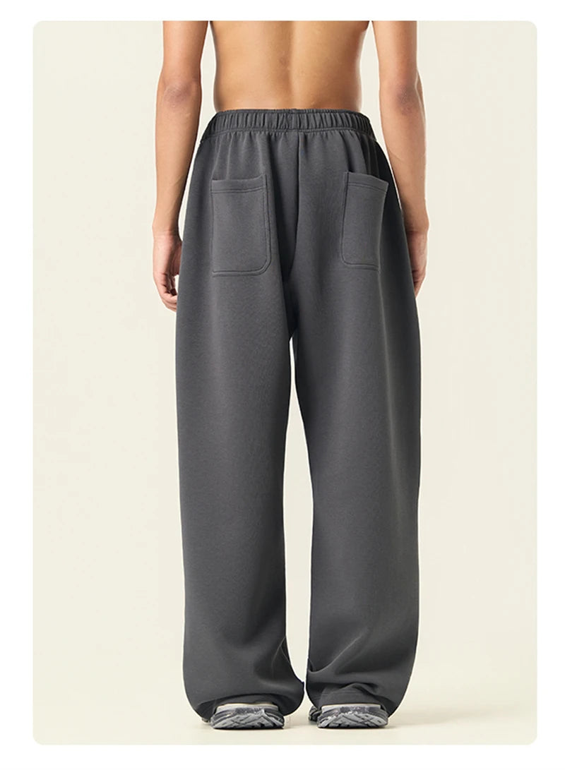 ZODF Casual 350gsm Fleece Unisex Loose Fit Wide Leg Straight Pants Warm Sport Trousers Winter HY0037