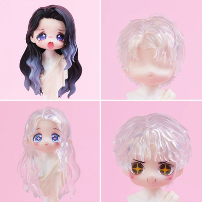 OB11 Transparent Parts Head Shell replacement Korean style Plastic Hair Transparent Replacement Doll Hair Head Mold For Obitsu11