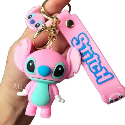 New Anime Disney Keychain Mickey Mouse Minnie Lilo & Stitch Cartoon Keyring Key Chain Car Pendant Kids Toys Gift Wholesale