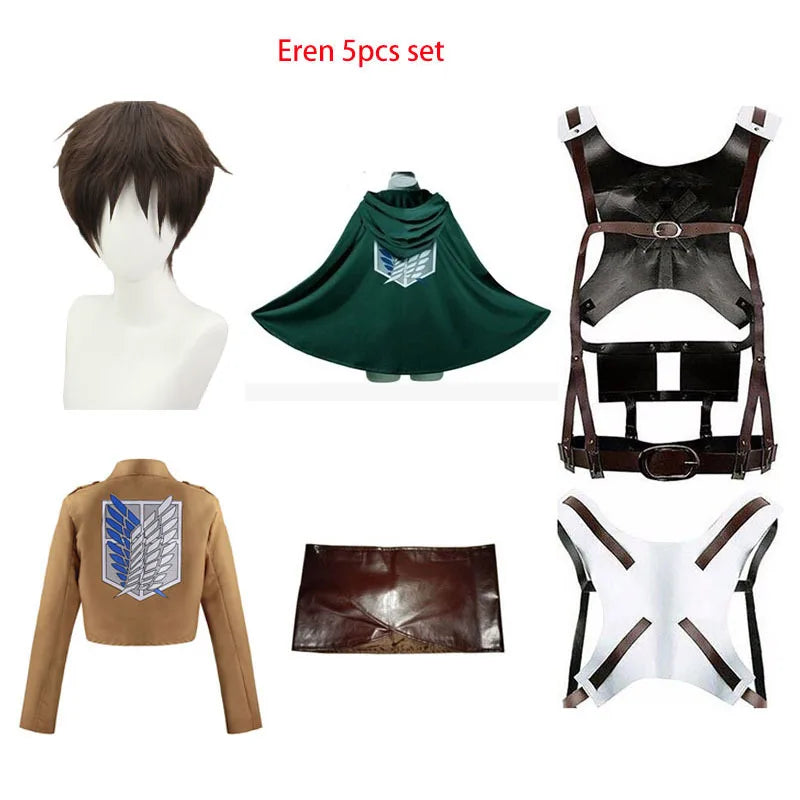 Attack On Titan Levi Ackerman Cosplay Set Adult Cotton Polyester