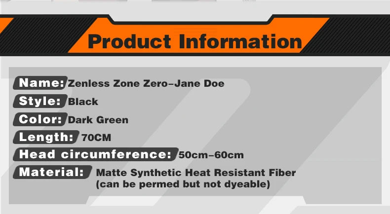 UWOWO Jane Doe Wig Game Zenless Zone Zero Cosplay/ZZZ Cosplay Jane Doe Cosplay Wig