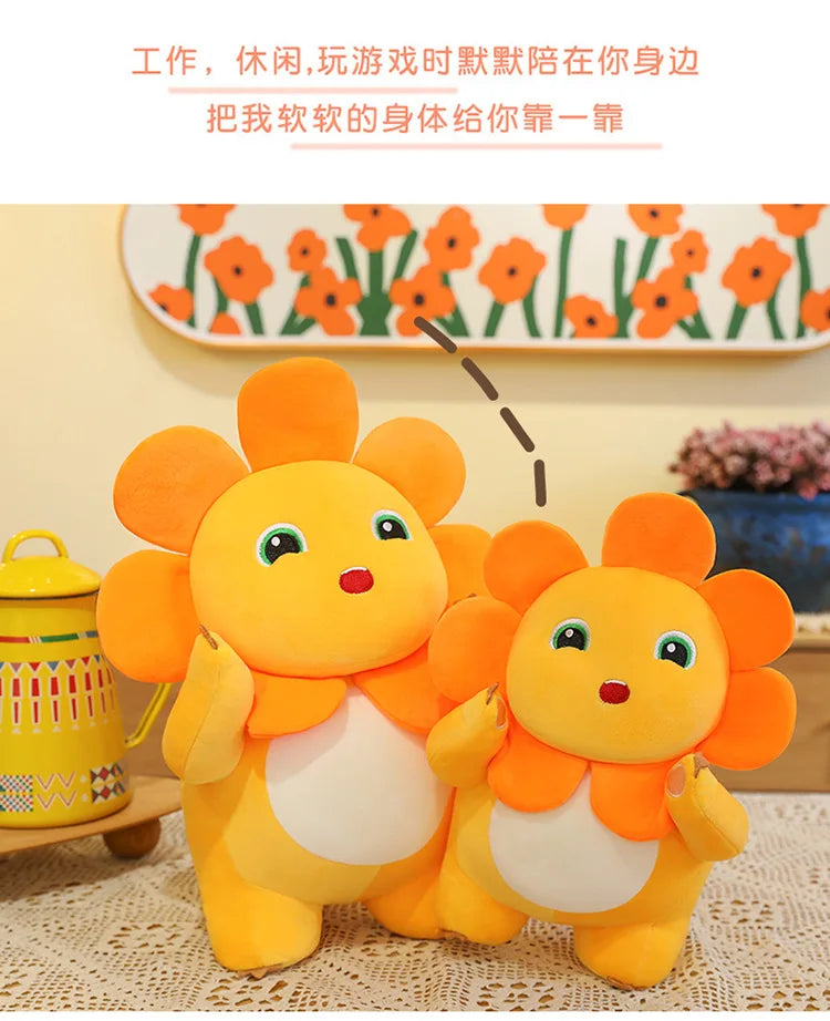 Kawaii Sunflower Nailong Plush Toy Cartoon Smile Dinosaur Silly Cute Stuffed Anime Sofa Pillow Room Decor for Kids Birthday Gift