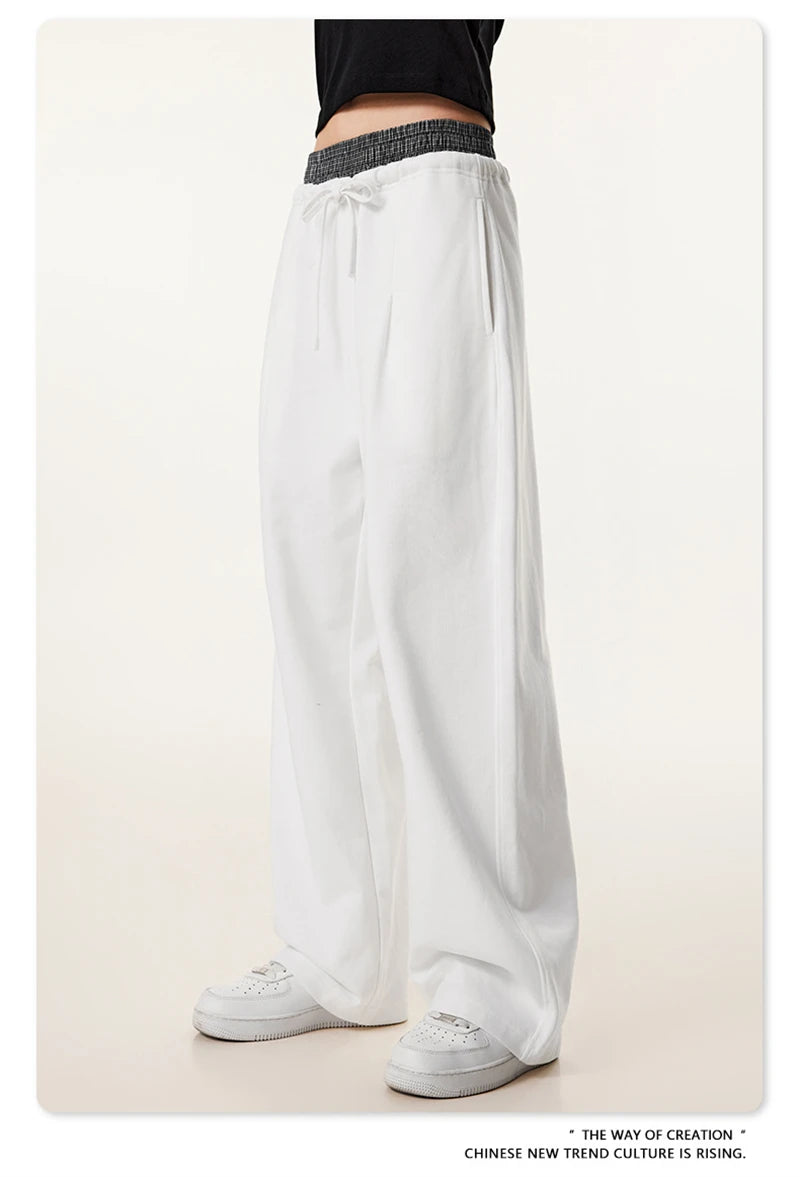 ZODF New 2025 Spring Men 280gsm Straight Pants Unisex Casual High Street Double Waist Sport Trousers Brand Streetwear HY1004