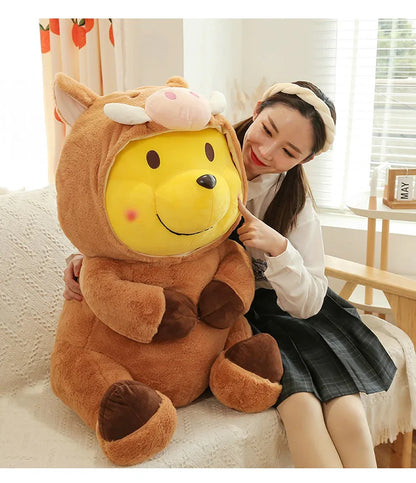 Disney 35-65cm Large-sized Winnie The Pooh Plush Toy with A Removable Hat A Cuddly Doll for Sleeping and Hugging Festival Gifts