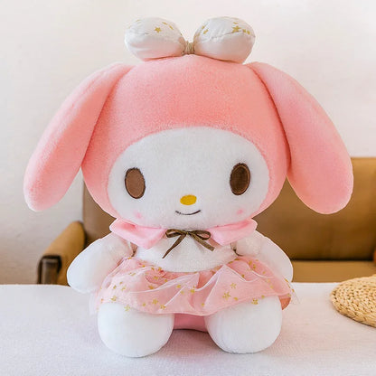 New White Gold Series Kuromi Plush Toy My Melody Sleeping Pillow Cute Stuffed Animal for Kids Birthday Christmas Gift for Girls