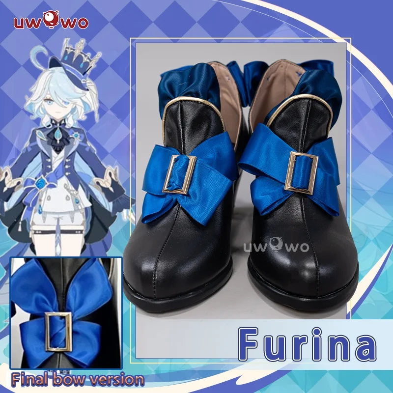 UWOWO Furina Cosplay Shoes Game Genshin Impact Furina Boots Focalors Hydro Archon Fontaine Rococo Style Cospaly Shoes