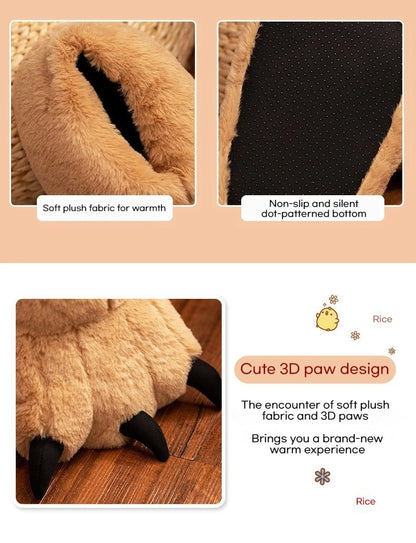 New Animal Claw Shoes For Adults, Warm And Casual Cute And Cute Plush Toys All Inclusive Flat Slippers Wholesale