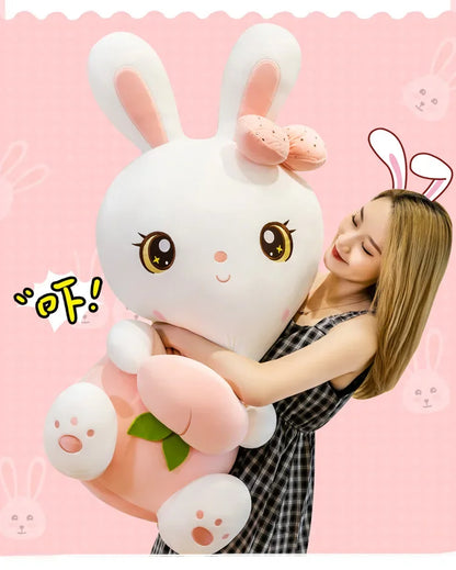 50/65/80cm Cute Peach Rabbit Plush Toy Pillow Kawaii Stuffed Soft Animal Bunny Doll Baby Kids Toy Birthday Gift Present for Girl