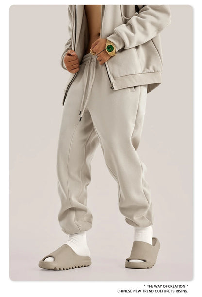 ZODF Unisex 345gsm Fleece Sweatpants Loose Fit Retro Hip Hop Winter Joggers HY0005