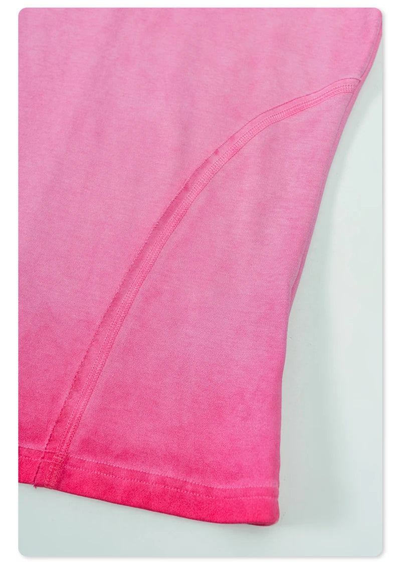 ZODF 2024 Summer Hotweet Washed T Shirt For Women Girls Gradient Raglan Sleeve Comfortable Short Tees Brand Tees HY0826