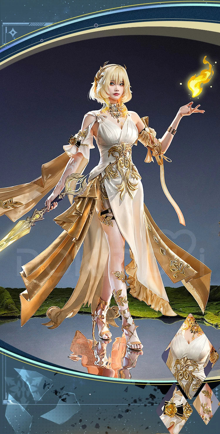 IN STOCK Aglaea Cosplay Costume Game Honkai: Star Rail DokiDoki-SR HSR Women Golden Gorgeous Dress Aglaea Halloween Wig