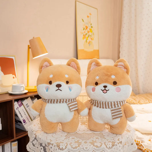 Kawaii Shiba Inu Plush Pillow Toy Soft Stuffed Dog Animal Cuddly Baby Doll for Girls Lovely Cartoon Gift Decor