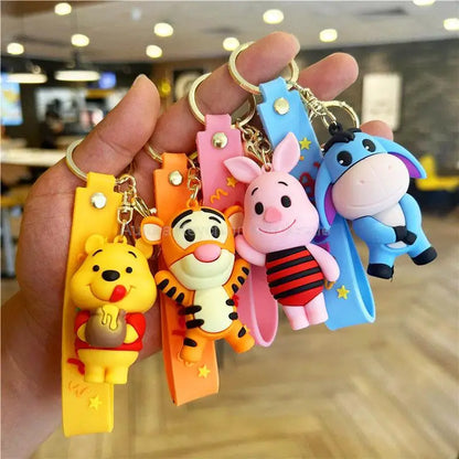 Wholesale Anime Disney Keychain Mickey Mouse Minnie Lilo & Stitch Cartoon Keyring Kawaii Key Chain Car Pendant Kids Toys Gift