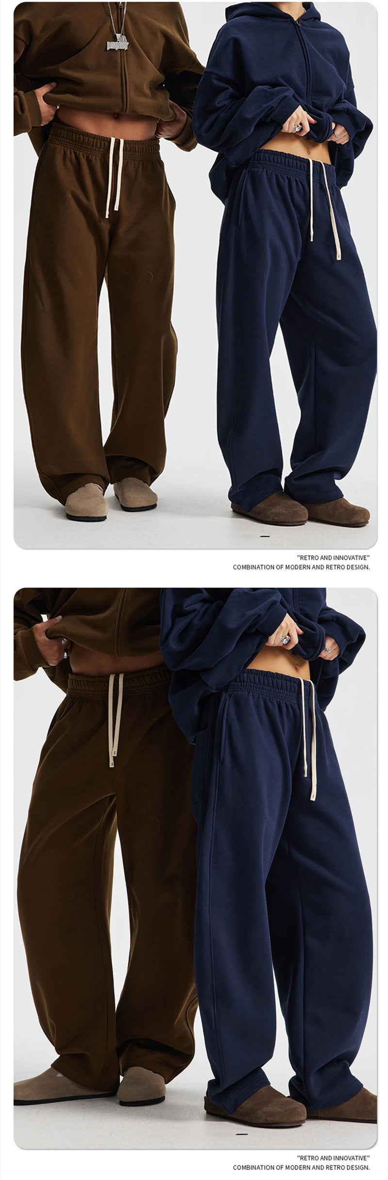 ZODF 2025 Winter 430gsm Unisex Fleece Straight Sweatpants Thick Warm Casual Oversized Trousers HY1170