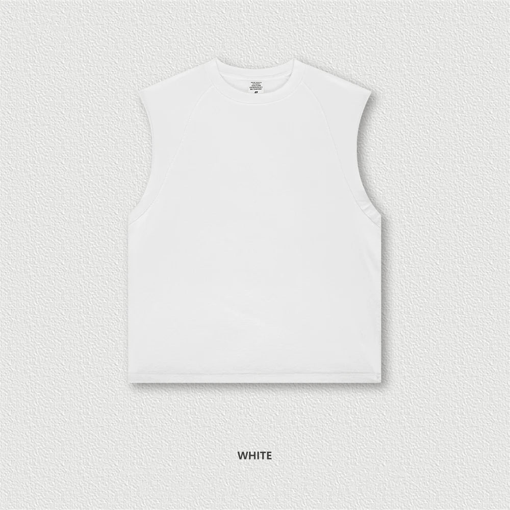 ZODF American Retro Men Washed Solid Tank Tops Women Unisex Loose Edge 275gsm Cotton Sleeveless Tees Brand Streetwears HY0503