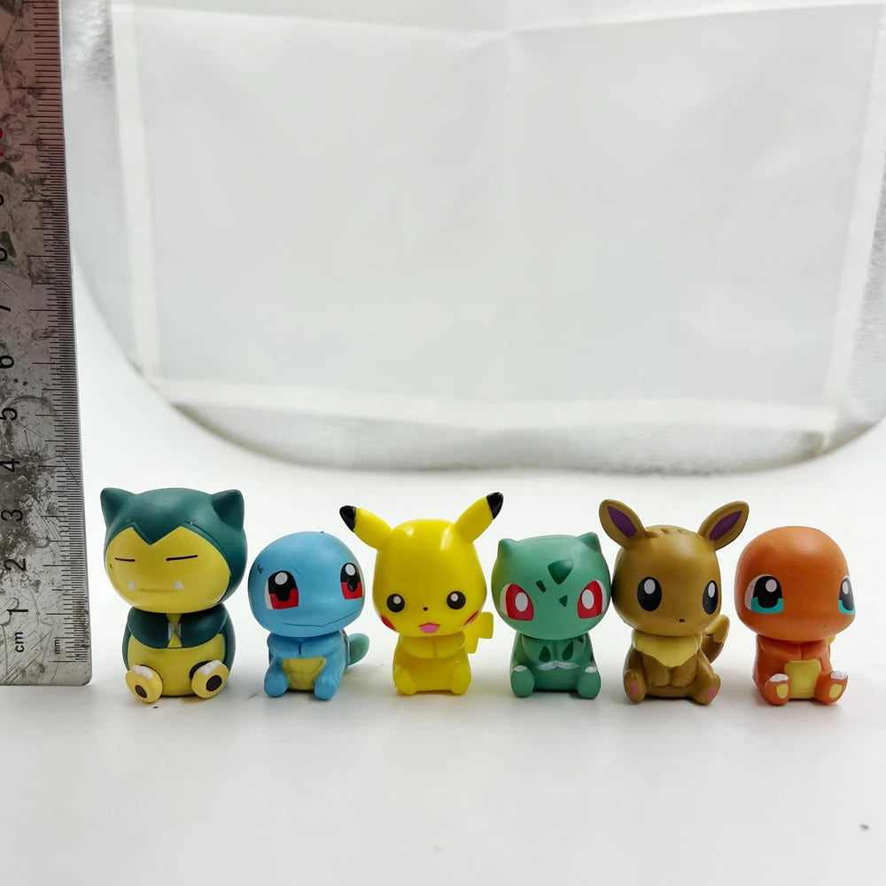 1Set/6pcs Gashapon Toys Pikachu Espeon Charmander Eevee Snorlax Jolteon Flareon Cute Figure Clip Action Figure Toys 3cm