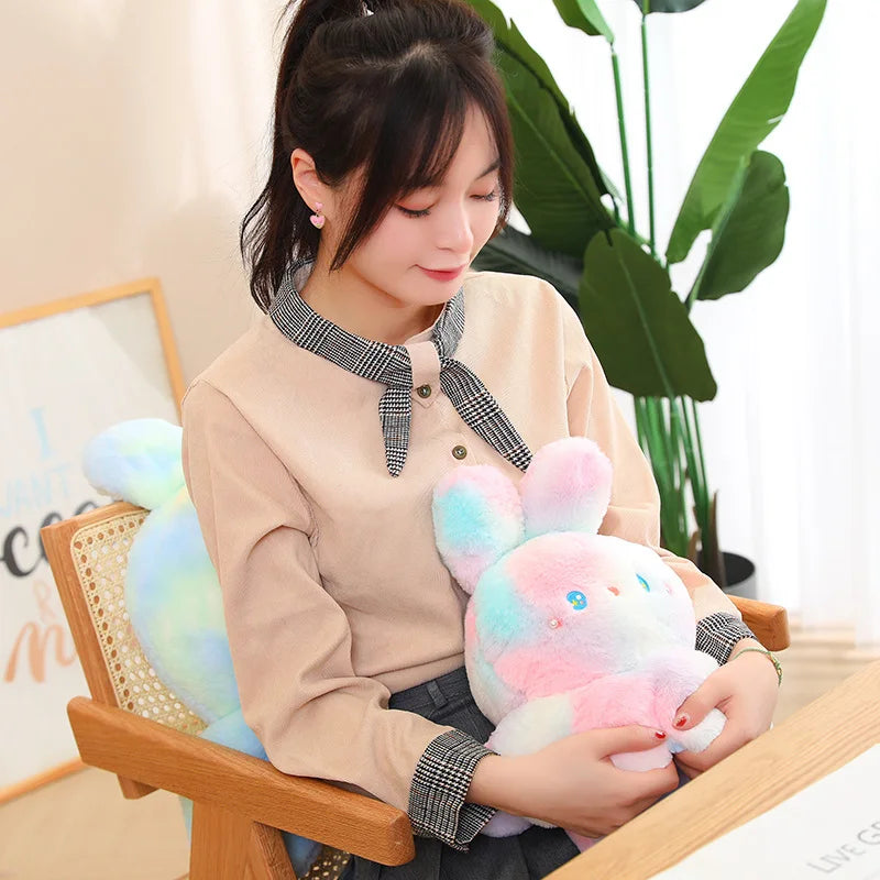 Kawaii Plush Flip Rainbow Cosplay Bunny Octopus Plush Toy Double Side Reversable Rabbit Plushie Peluche Doll  Cuddly Doll