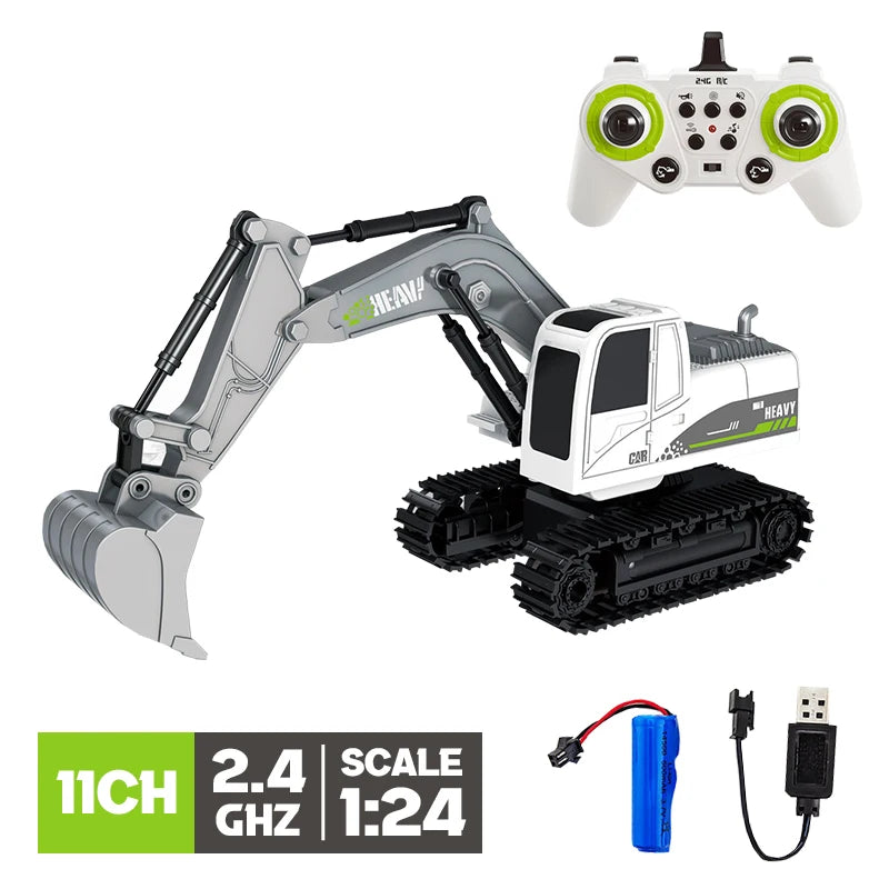 RC Excavator Bulldozer Truck Toy for Boys 2.4G Remote Control Dumper Engineering Vehicle Tractor Crawler Birthday Gift