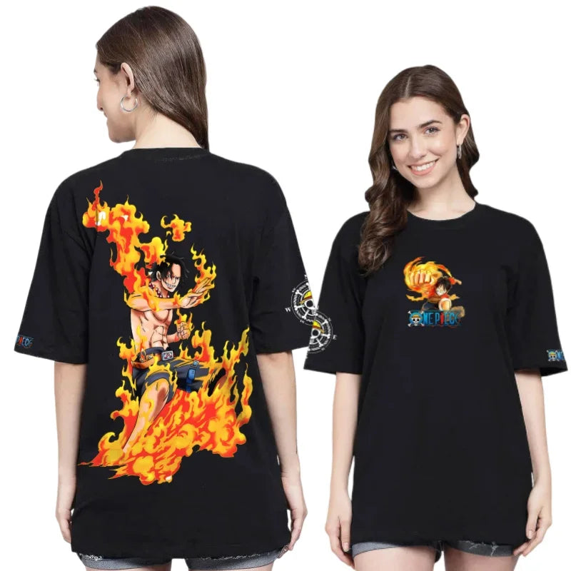 2526 New Bandai Anime One Piece Luffy Summer Jersey T-shirt Oversized 3D Adult and Children's Multifunctional Top Christmas