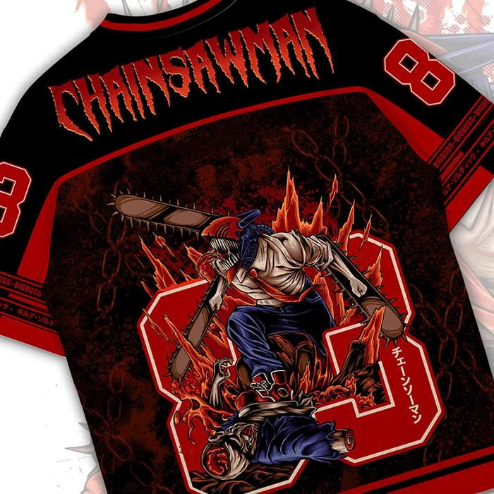 83 Jersey Chainsawman Denji Anime Series Jersey Korean Style Kpop Baseball Hockey Oversize T-shirt Anime Daily Unisex Tops Tee
