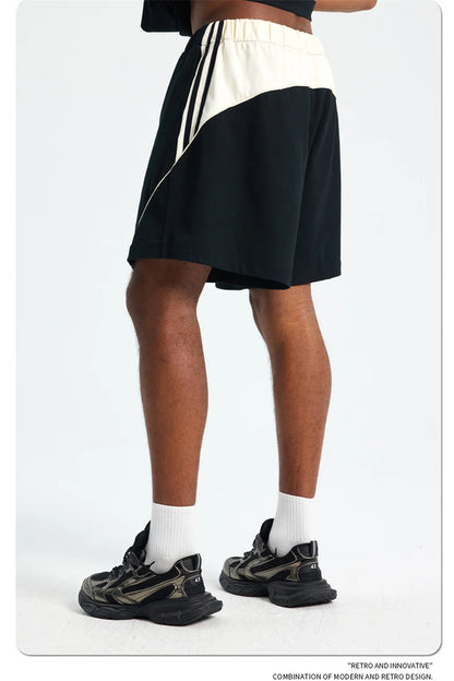 ZODF Fashion Men Summer 250gsm Patchwork Shorts Unisex High Street Loose Fit Quick Dry Sport Shorts Brand Streetwears HY1049