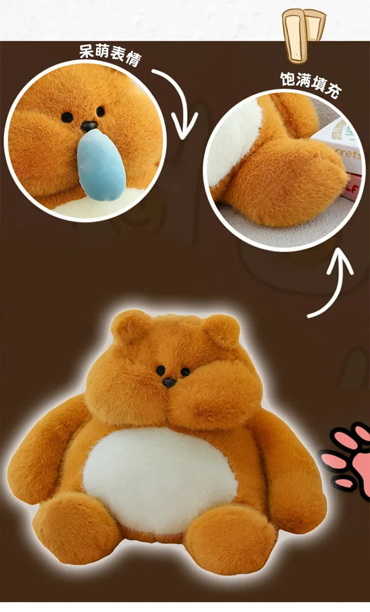 35-45cm Cute Muscle Bear Snot Bear Doll Sitting Posture Pull String Animals Stuffed Toy Soft 24CM Plush Bear Doll Kids Kawaii