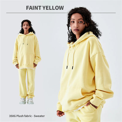 ZODF Casual Winter Men 350gsm Fleece Hoodie Unisex Loose Warm Solid Hooded Sweatshirt Pullover 18 Colors HY0728