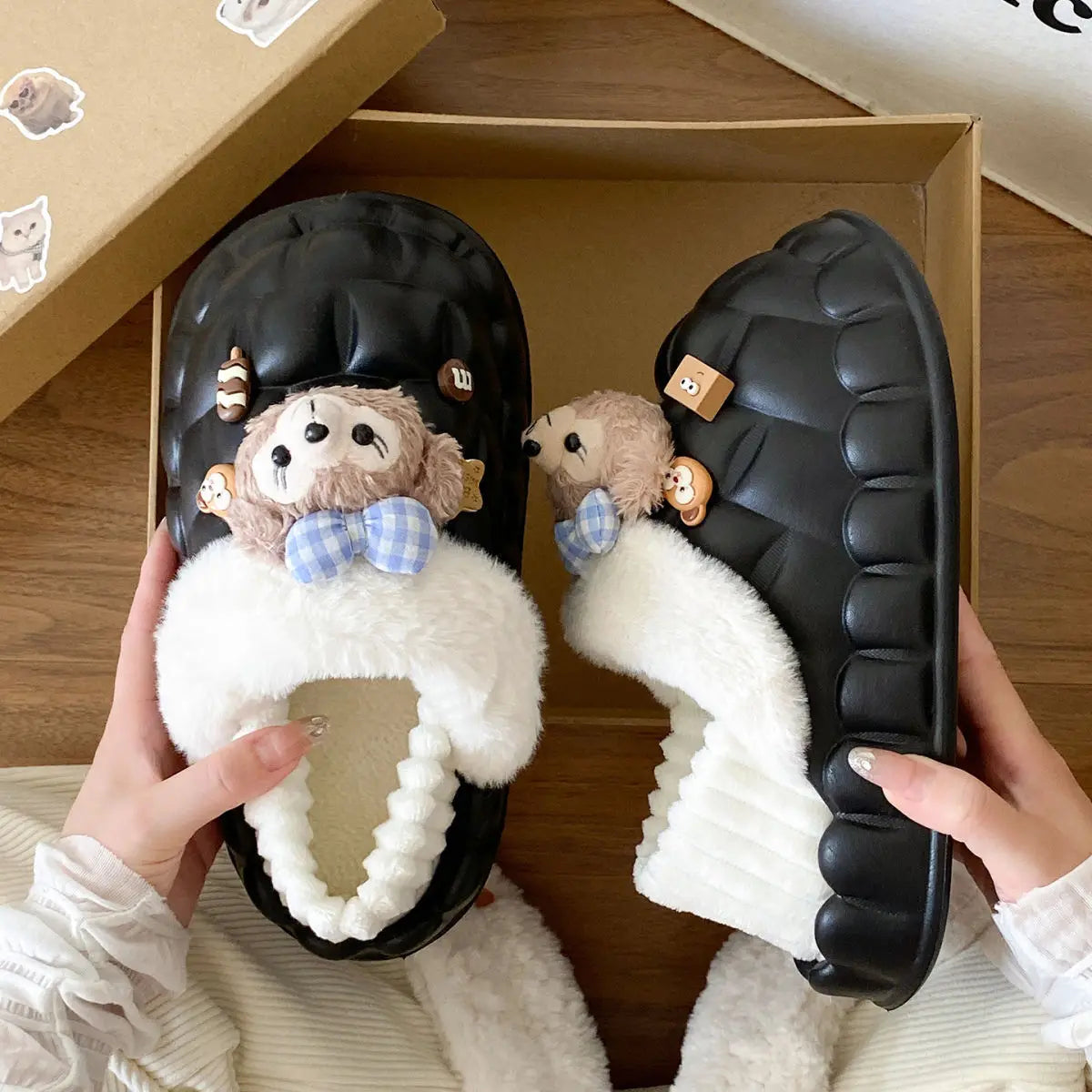 Disney Shelliemay Detachable Cotton Shoes Eva Thick Bottom With Velvet For Outer Wear, Warm And Waterproof Adult Cotton Dragging